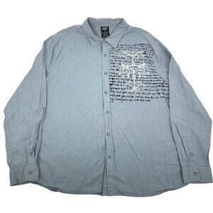 VTG y2k men's MMA Elite 'courage honour' tribal‎ wings skull cross button shirt